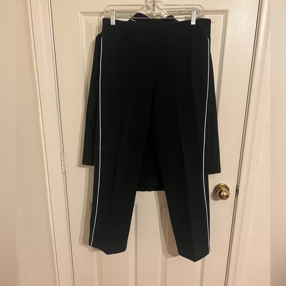 Nieman Marcus Black Jacket and Pants Set w White Piping - Picture 9 of 13